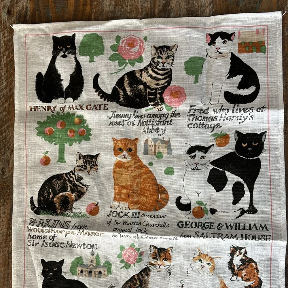 Cats From National Trust Properties Linen Tea Towel